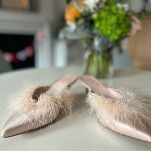 J Crew kitten heels (open-heel) feather toe, light pink, size 6